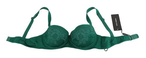 Dolce & Gabbana Green Silk Stretch Floral Lace Bra Underwear - ClickThatClicks 