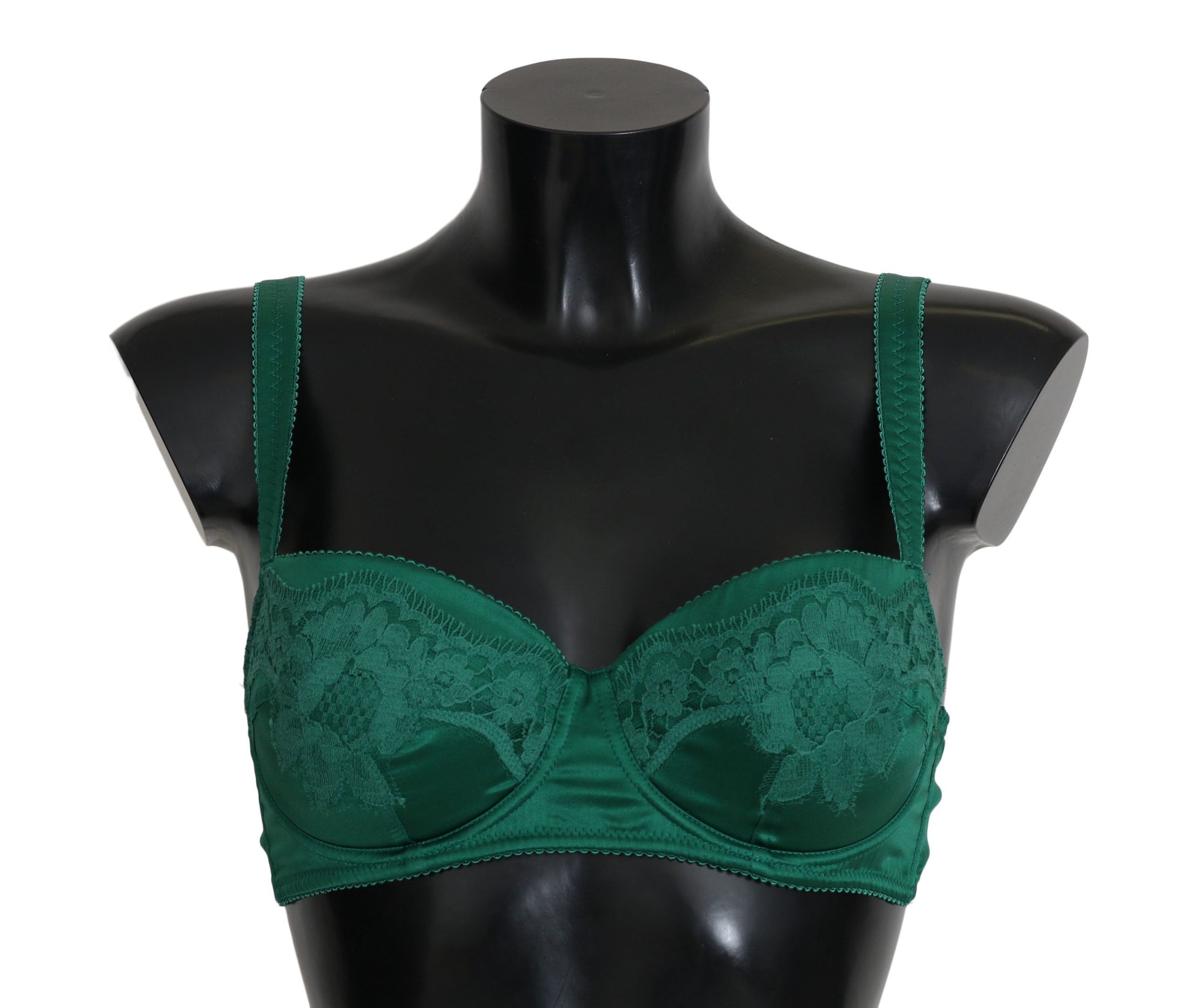 Dolce & Gabbana Green Silk Stretch Floral Lace Bra Underwear - ClickThatClicks 