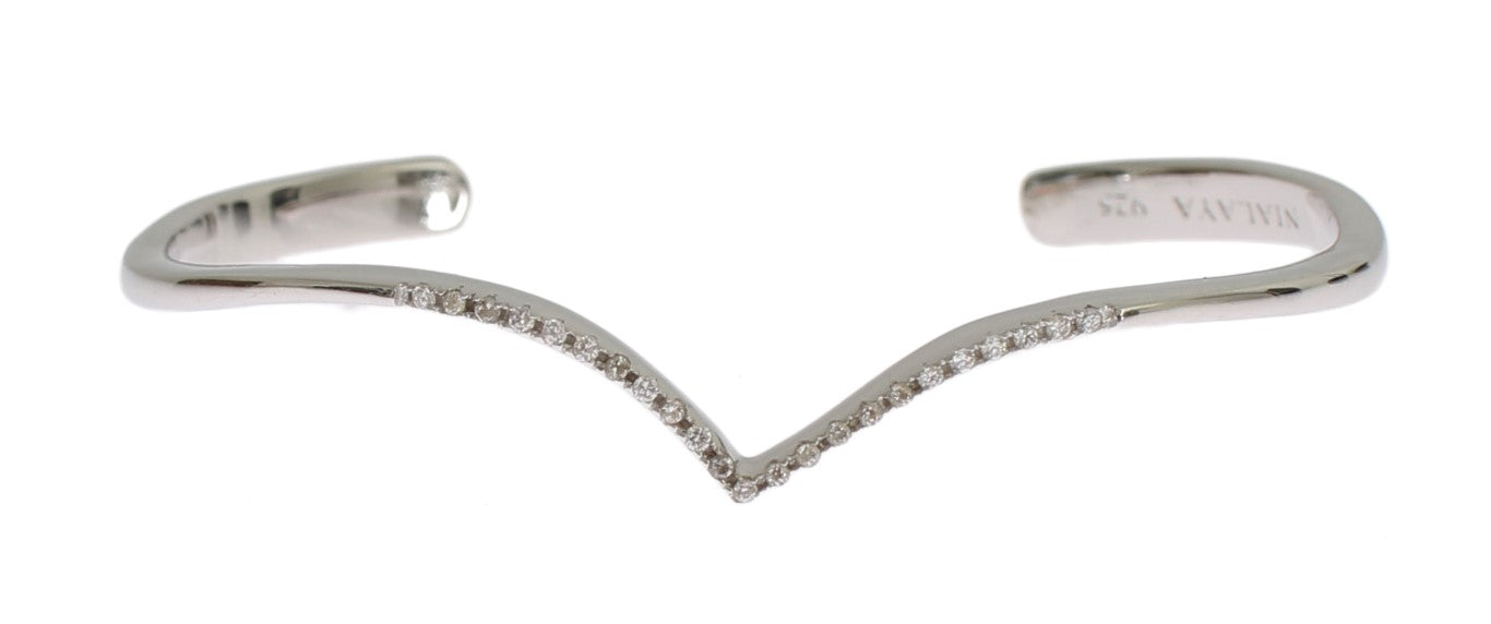 Nialaya Skyfall CZ 925 Silver Bangle Bracelet - ClickThatClicks 