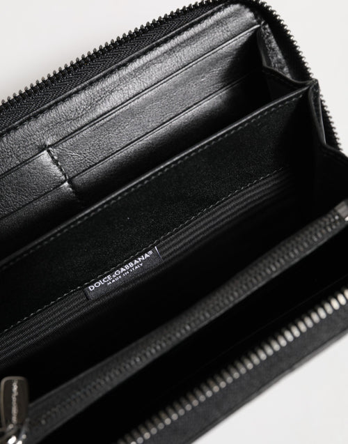 Dolce & Gabbana Black Leather Logo Plaque Zip Around Continental Wallet - ClickThatClicks 
