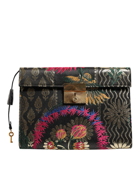 Dolce & Gabbana Multicolor Jacquard Floral Document Briefcase Bag - ClickThatClicks 