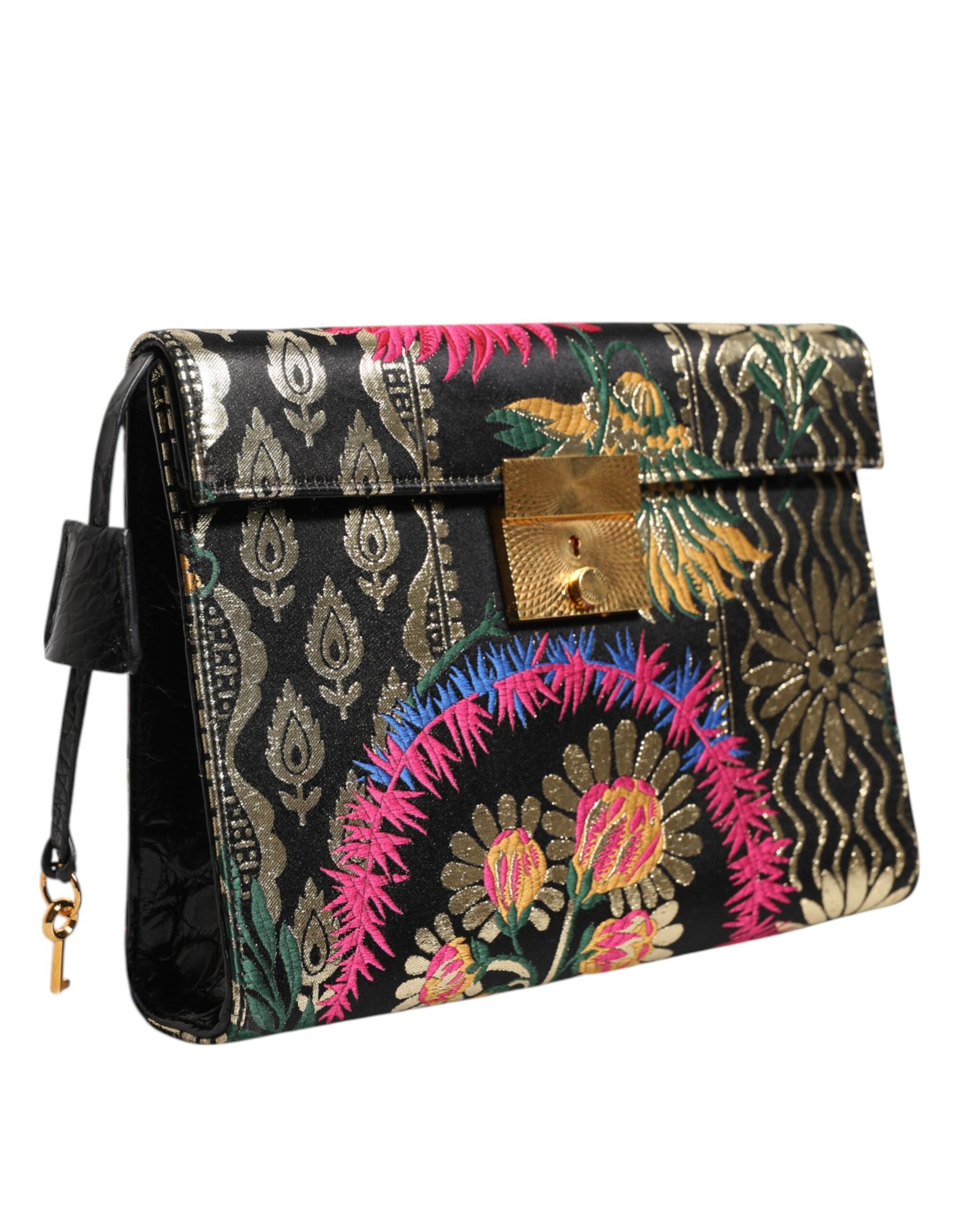 Dolce & Gabbana Multicolor Jacquard Floral Document Briefcase Bag - ClickThatClicks 