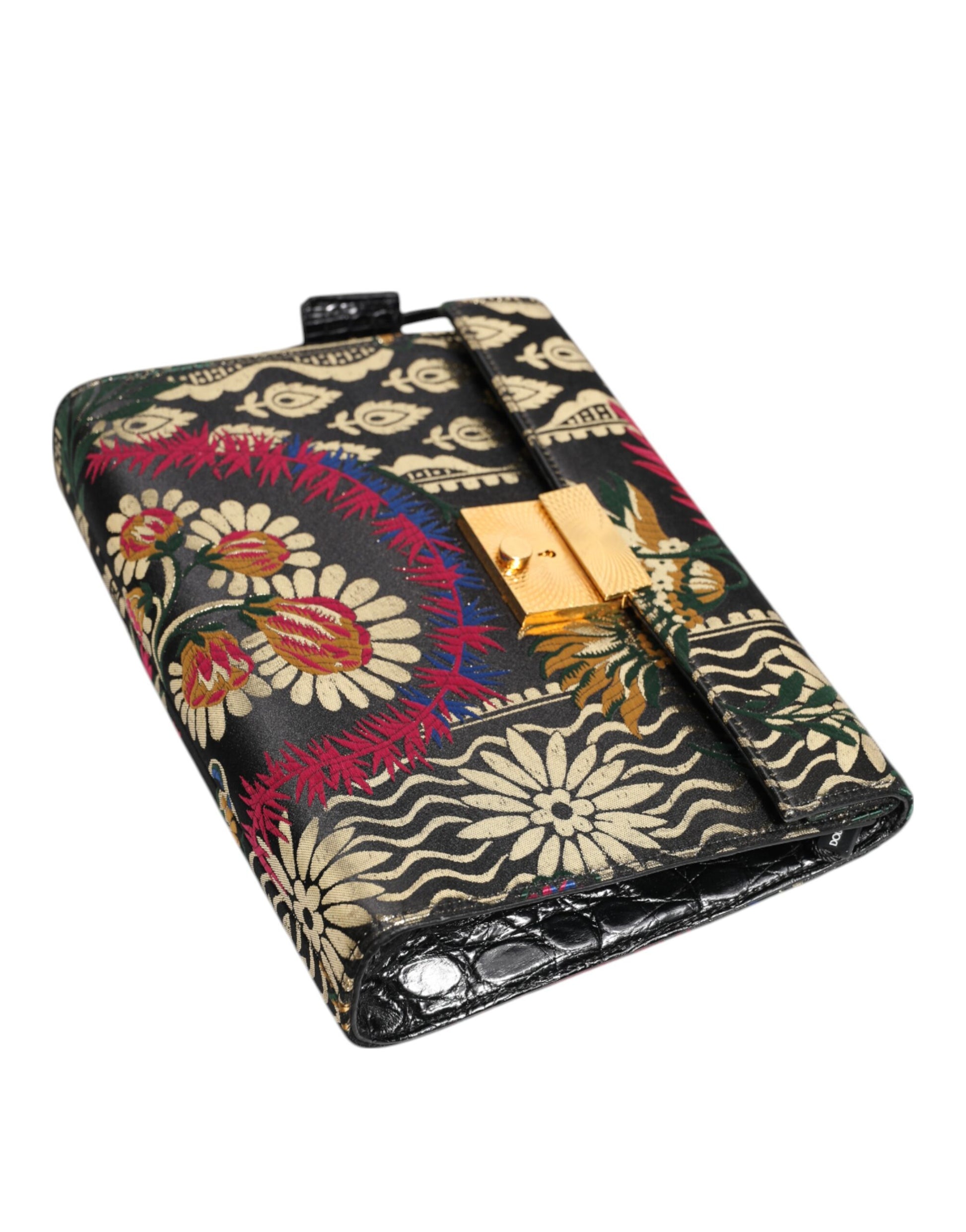 Dolce & Gabbana Multicolor Jacquard Floral Document Briefcase Bag - ClickThatClicks 