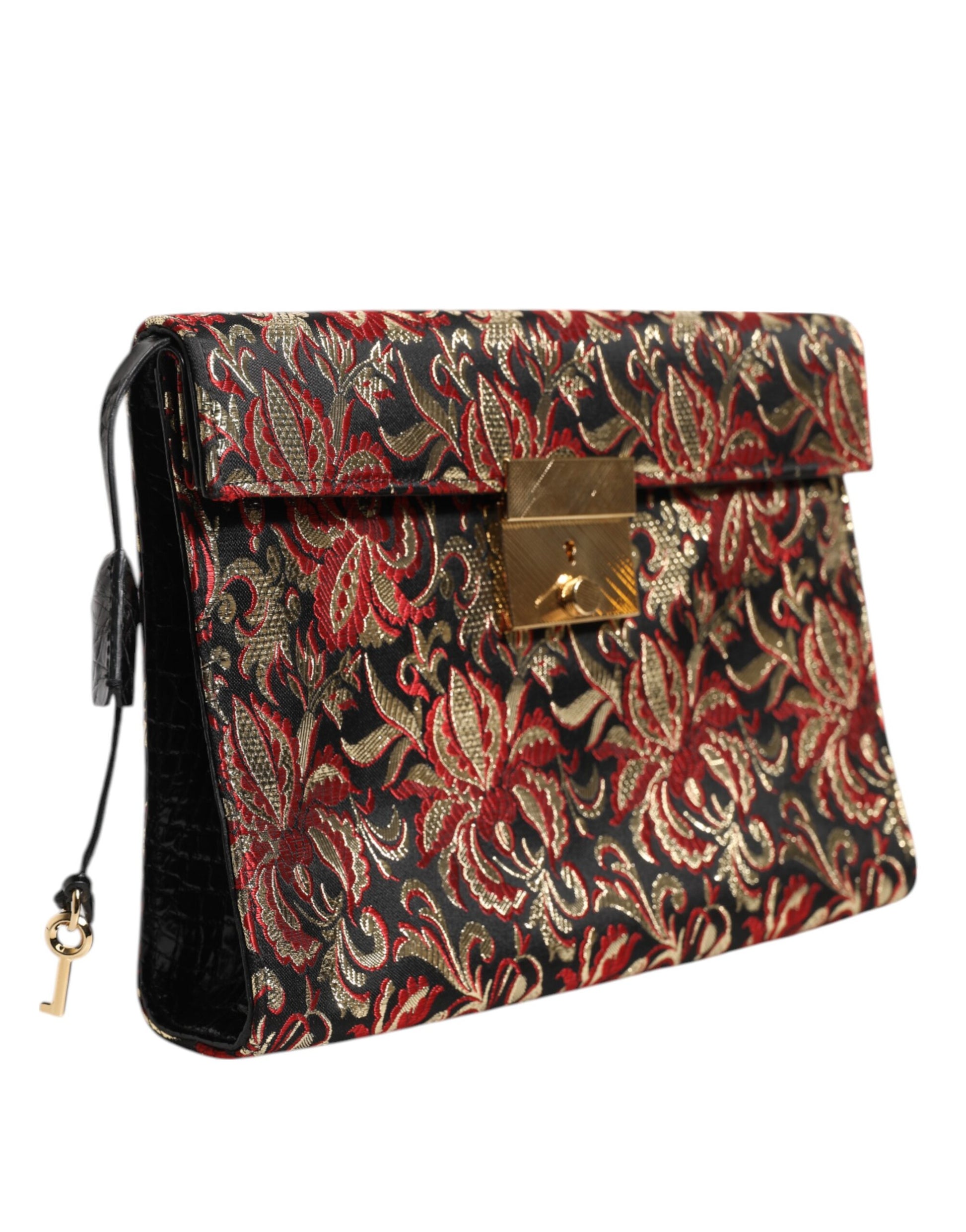 Dolce & Gabbana Multicolor Jacquard Floral Document Briefcase Bag - ClickThatClicks 