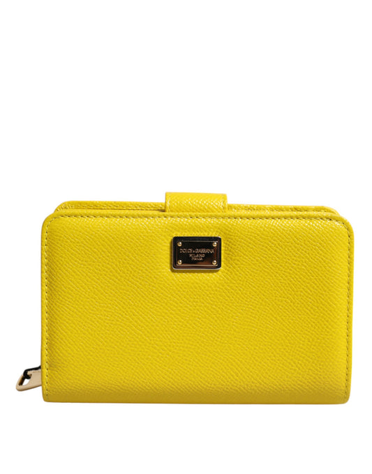 Dolce & Gabbana Yellow Leather Bifold Continental Clutch Wallet - ClickThatClicks 