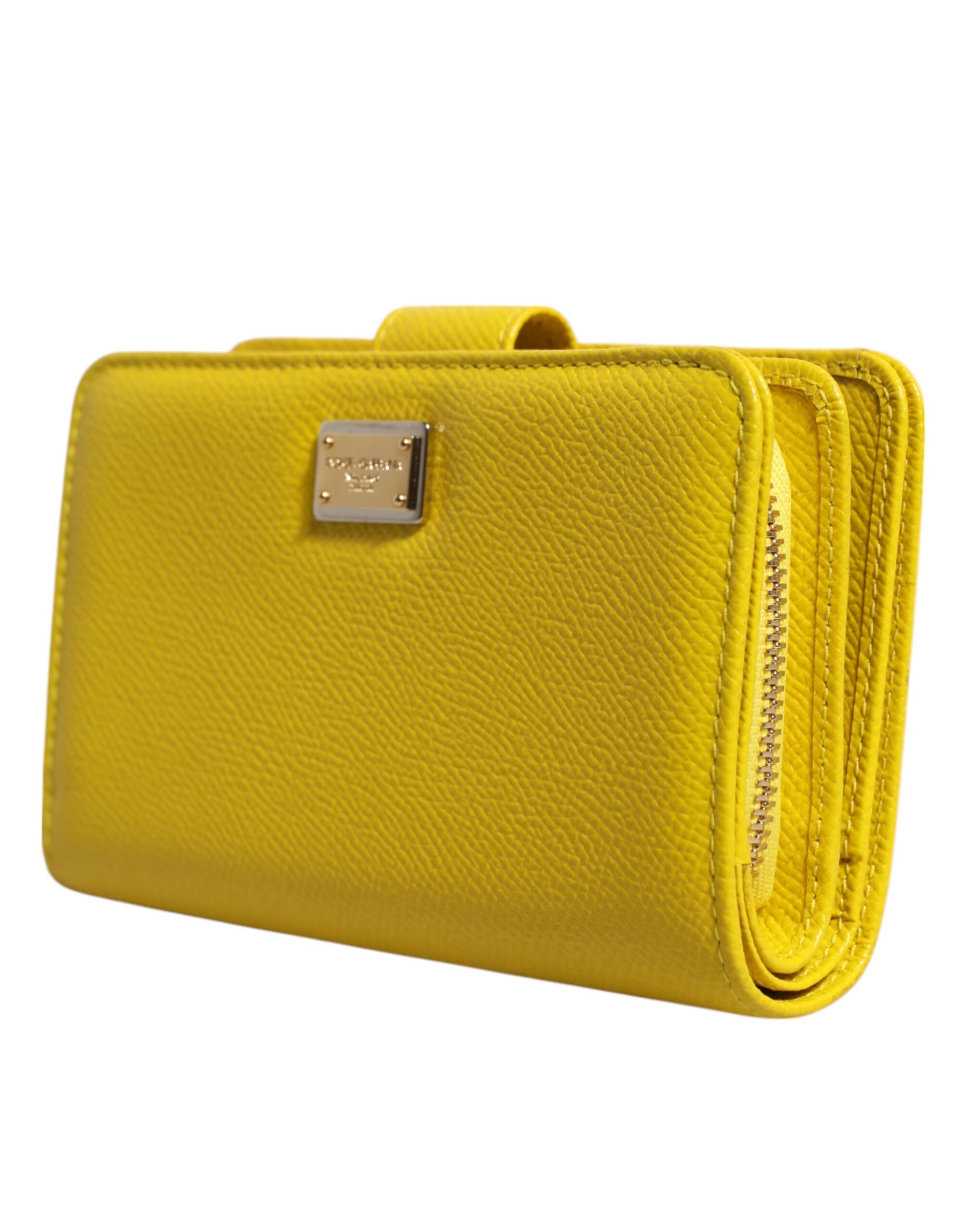 Dolce & Gabbana Yellow Leather Bifold Continental Clutch Wallet - ClickThatClicks 