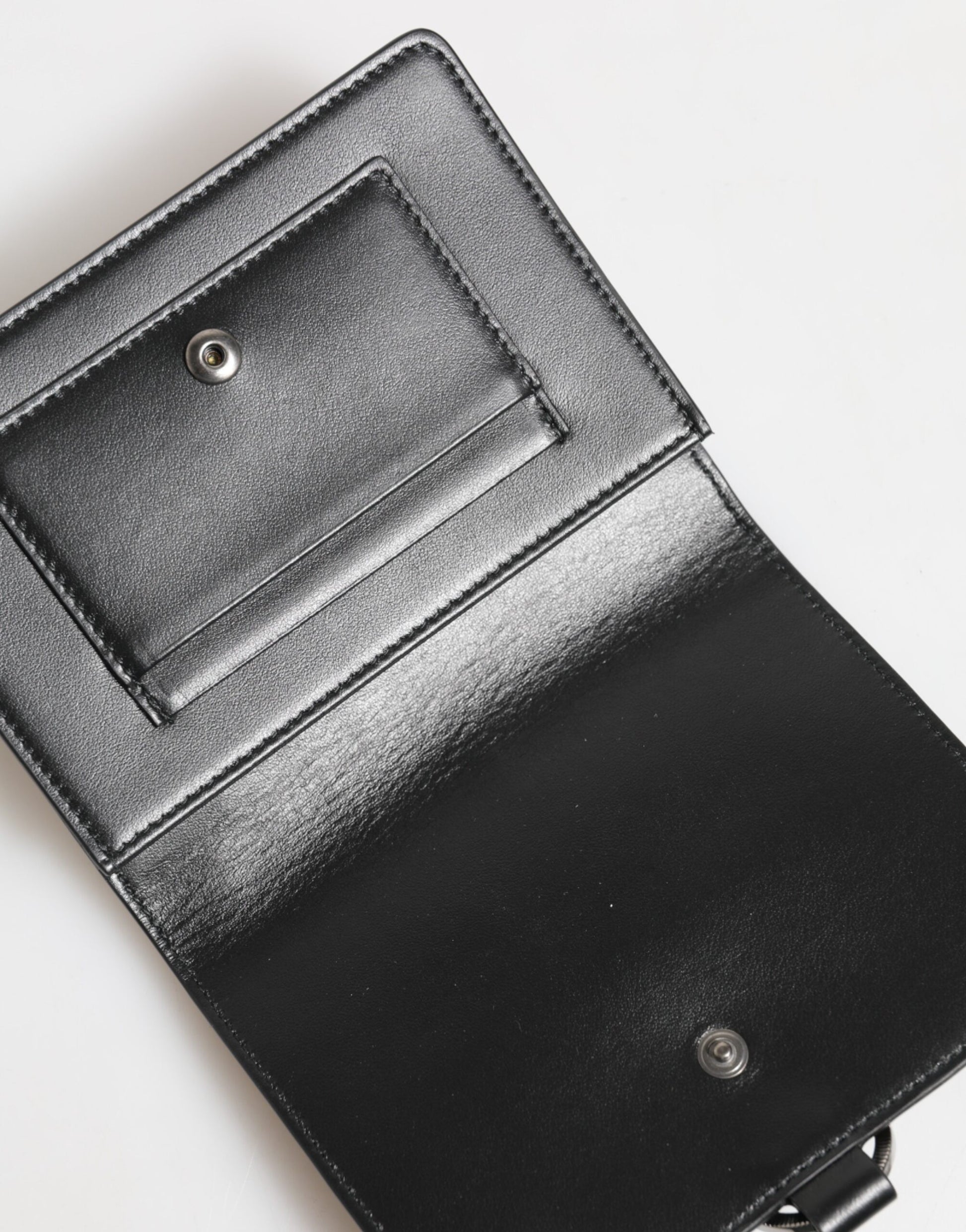 Dolce & Gabbana Black Leather Crystal Embellished Card Holder Wallet - ClickThatClicks 