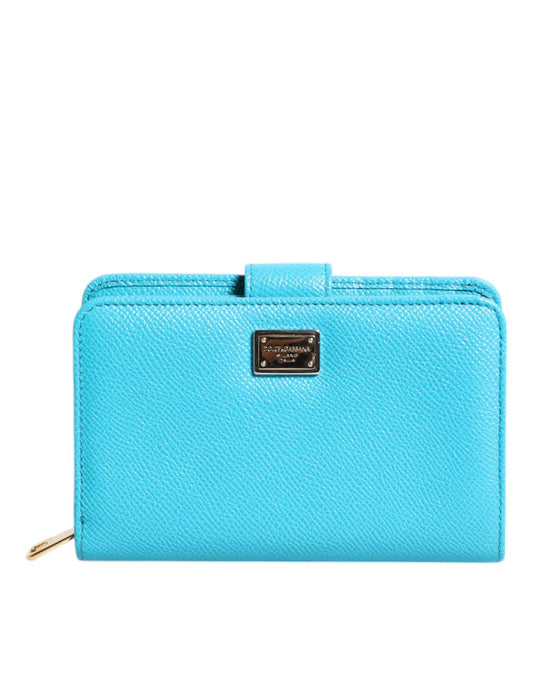 Dolce & Gabbana Light Blue Leather Bifold Continental Clutch Wallet - ClickThatClicks 