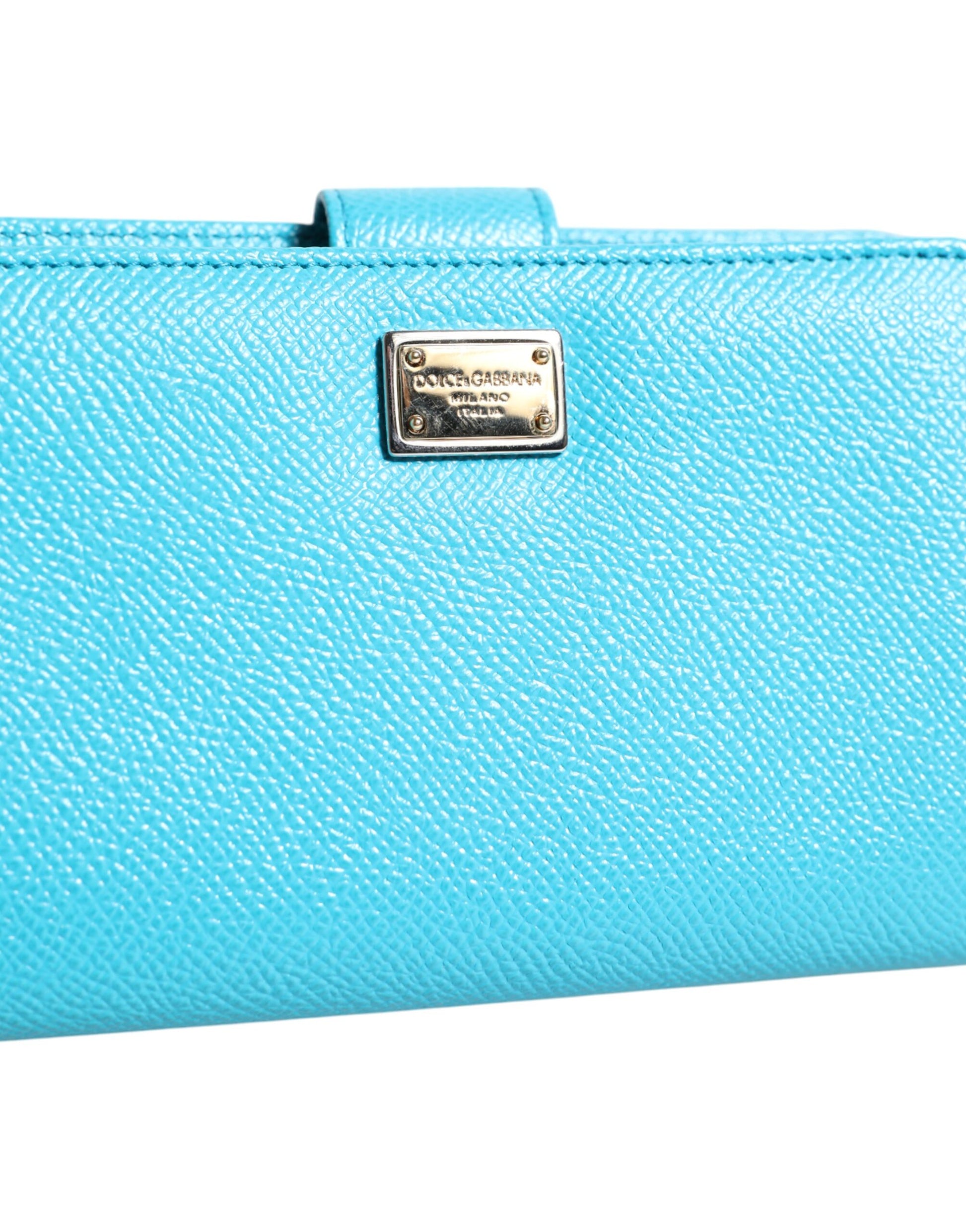 Dolce & Gabbana Light Blue Leather Bifold Continental Clutch Wallet - ClickThatClicks 
