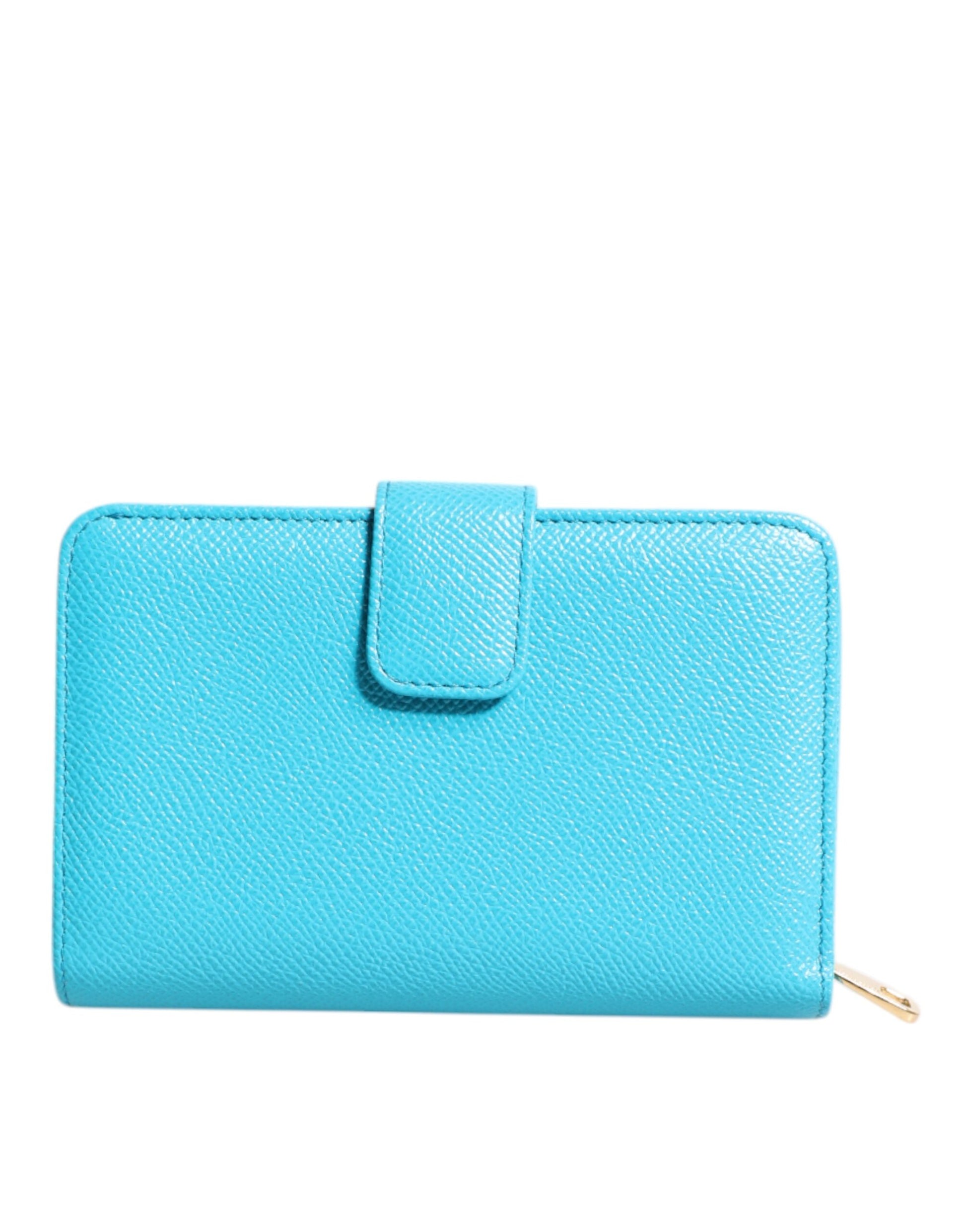 Dolce & Gabbana Light Blue Leather Bifold Continental Clutch Wallet - ClickThatClicks 