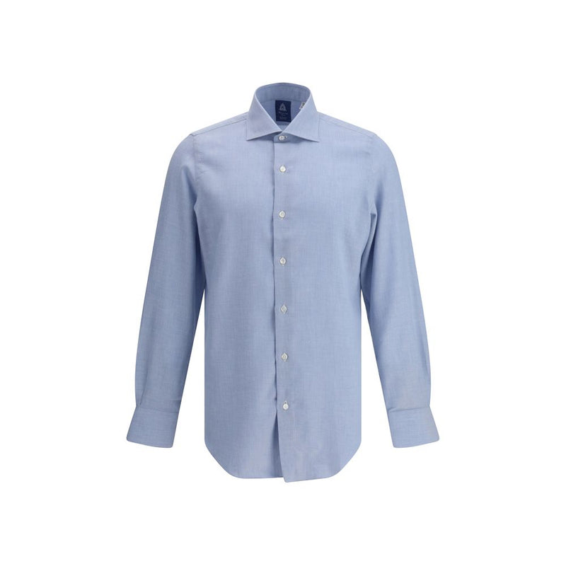Finamore Light Blue Cotton Dress Shirt