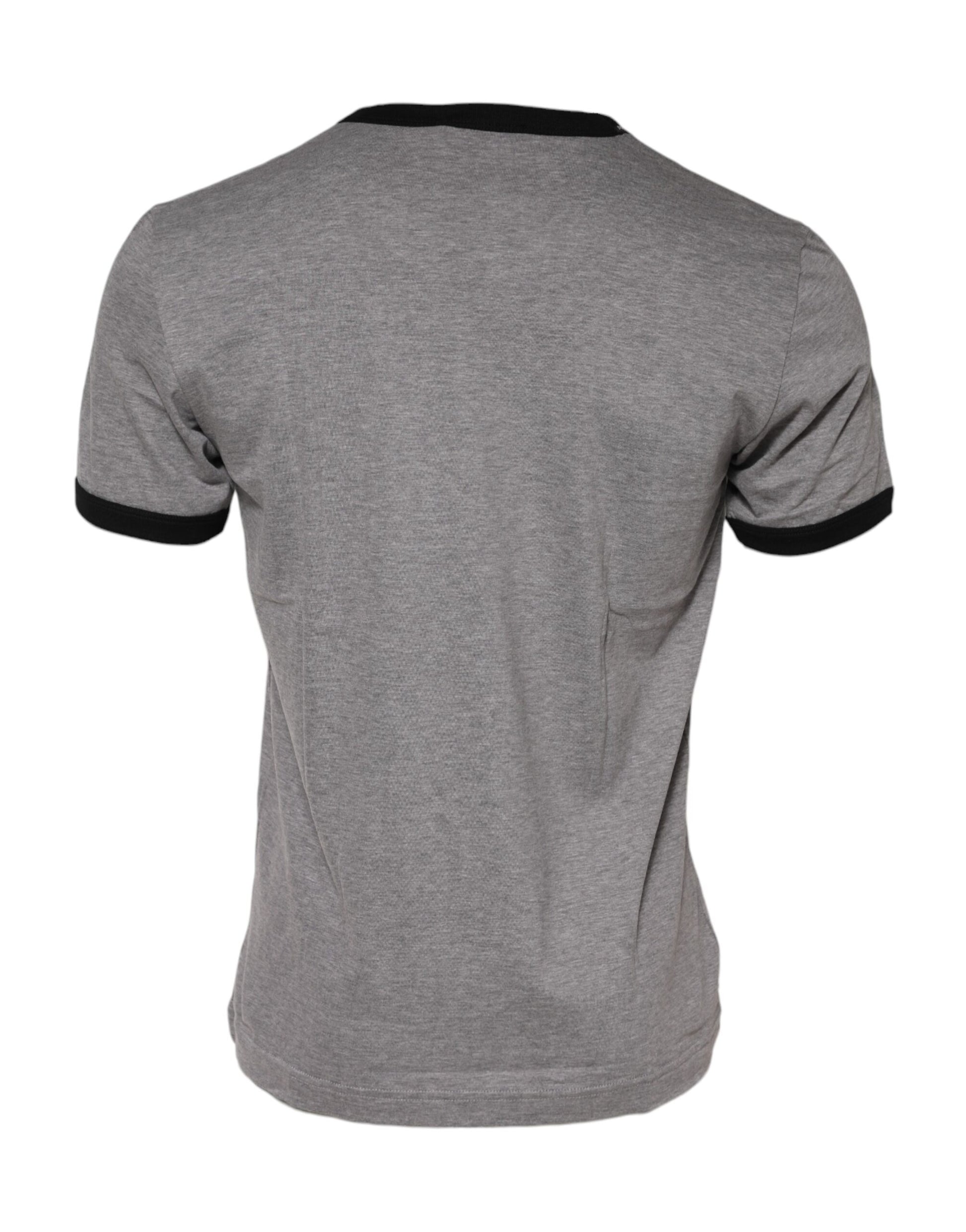Dolce & Gabbana Gray Sacred Heart Cotton Crew Neck T-shirt - ClickThatClicks 