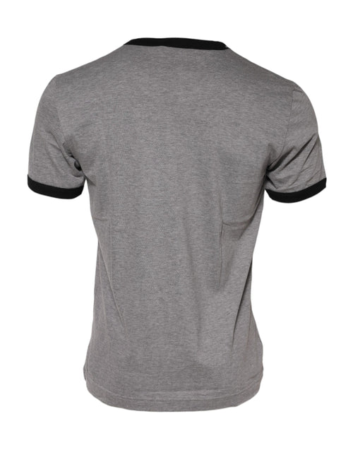 Dolce & Gabbana Gray Sacred Heart Cotton Crew Neck T-shirt - ClickThatClicks 