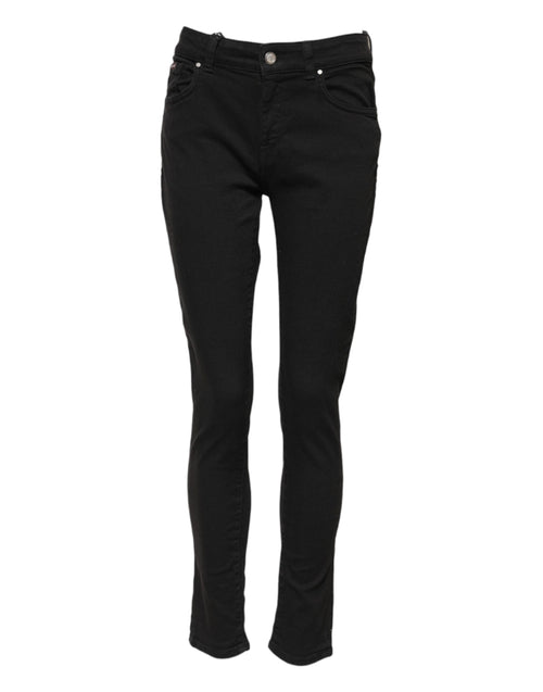 Dolce & Gabbana Black Cotton Skinny Mid Waist Denim Jeans - ClickThatClicks 