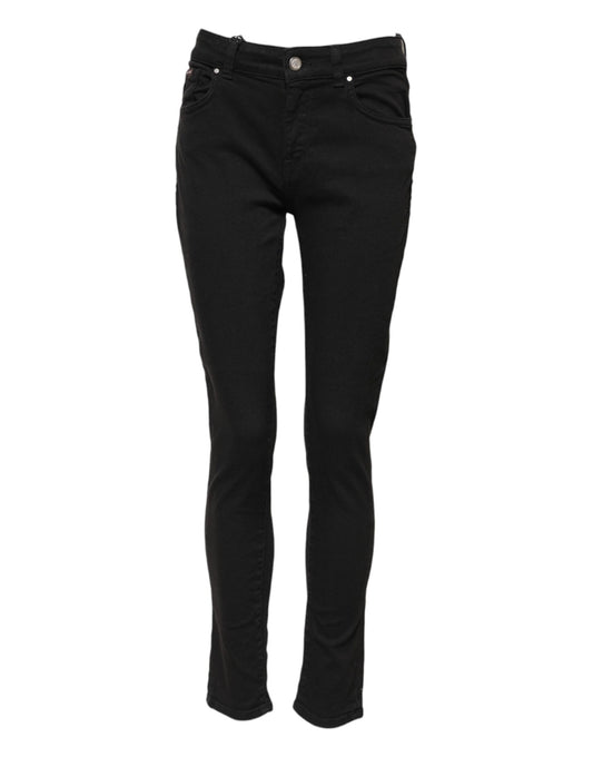 Dolce & Gabbana Black Cotton Skinny Mid Waist Denim Jeans - ClickThatClicks 