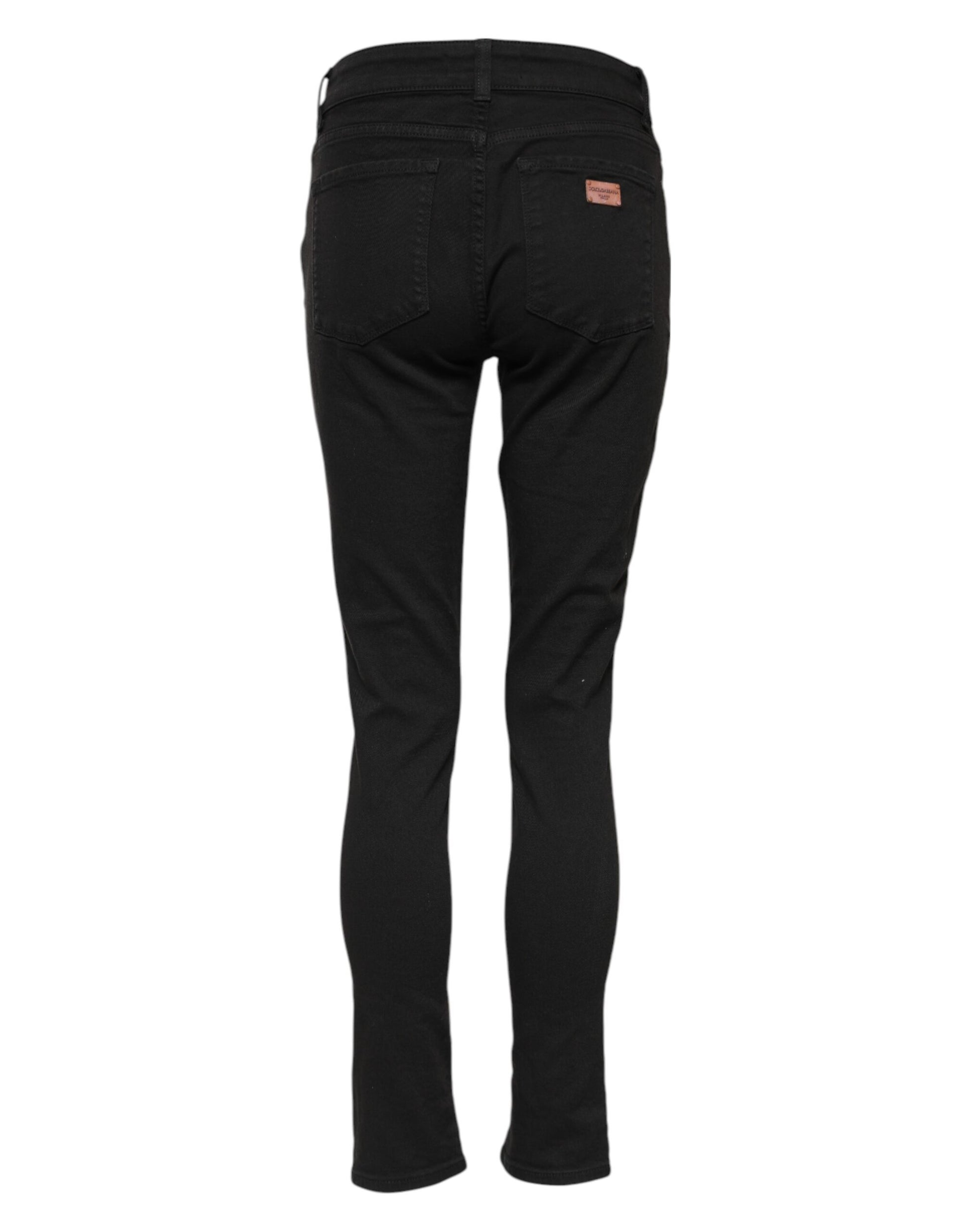 Dolce & Gabbana Black Cotton Skinny Mid Waist Denim Jeans - ClickThatClicks 