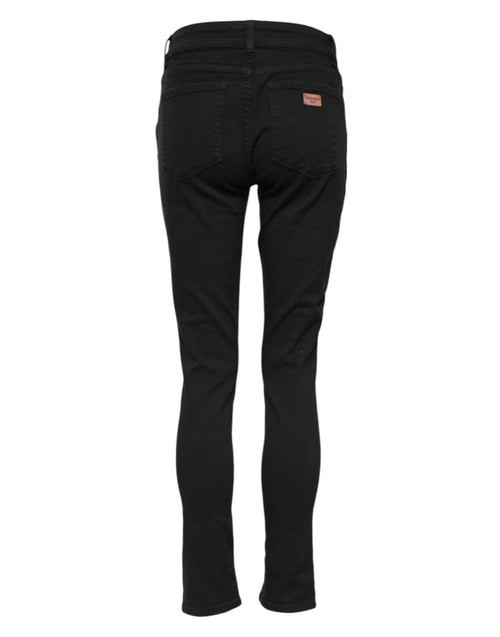 Dolce & Gabbana Black Cotton Skinny Mid Waist Denim Jeans - ClickThatClicks 
