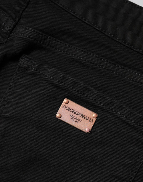 Dolce & Gabbana Black Cotton Skinny Mid Waist Denim Jeans - ClickThatClicks 