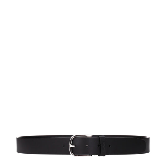 Testoni Black Leather Regular Belt - ClickThatClicks 