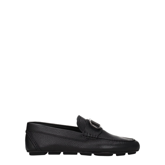 Valentino Garavani Black Leather Slip-On Loafers - ClickThatClicks 