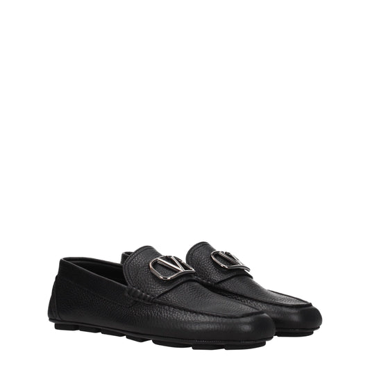Valentino Garavani Black Leather Slip-On Loafers - ClickThatClicks 