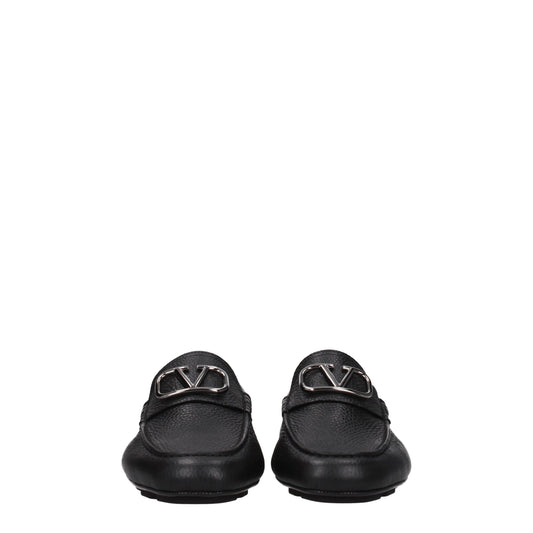 Valentino Garavani Black Leather Slip-On Loafers - ClickThatClicks 