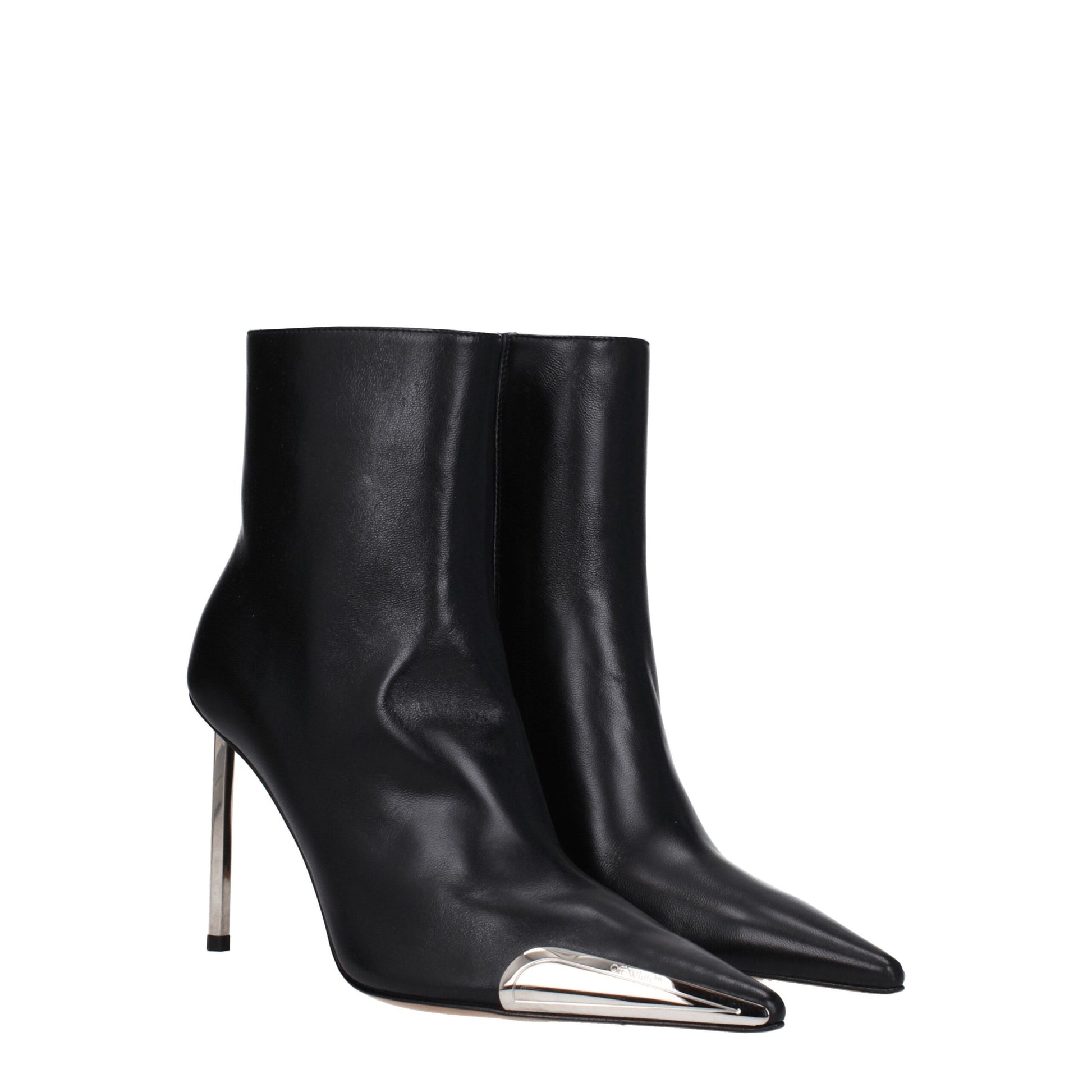 Off-White Black Leather Ankle Boots - ClickThatClicks 