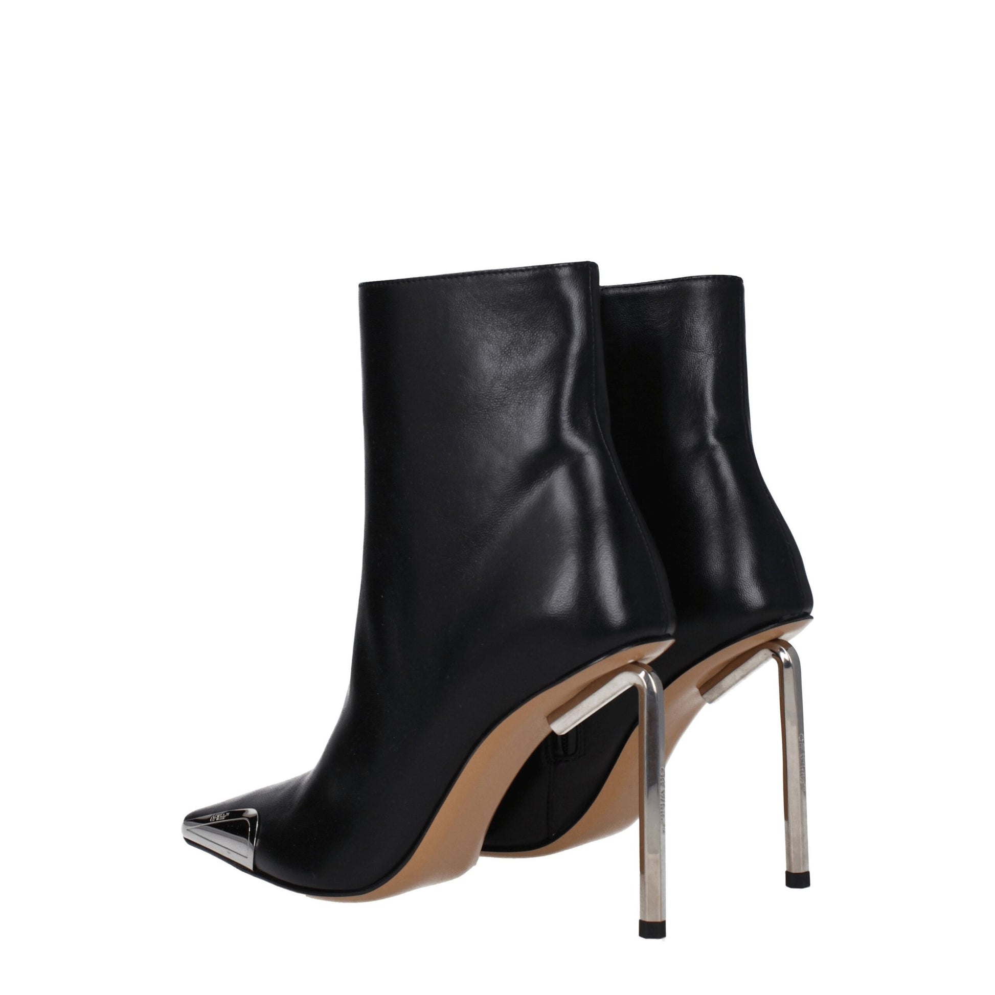 Off-White Black Leather Ankle Boots - ClickThatClicks 