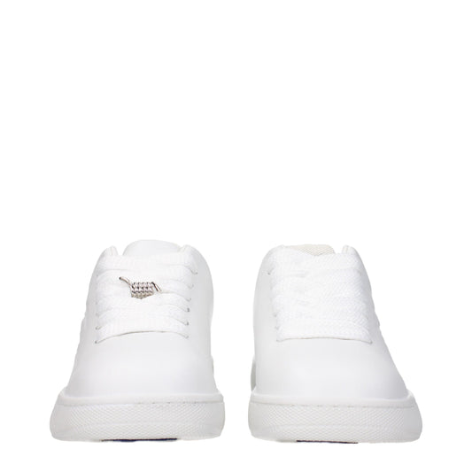 Burberry White Leather Low Top Sneakers - ClickThatClicks 