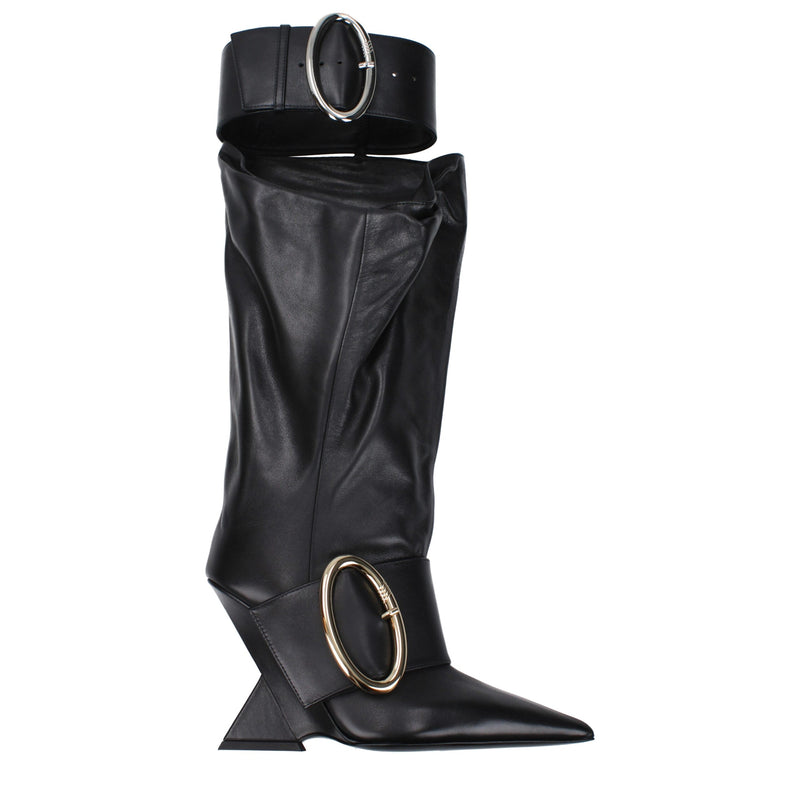 The Attico Black Leather Boots