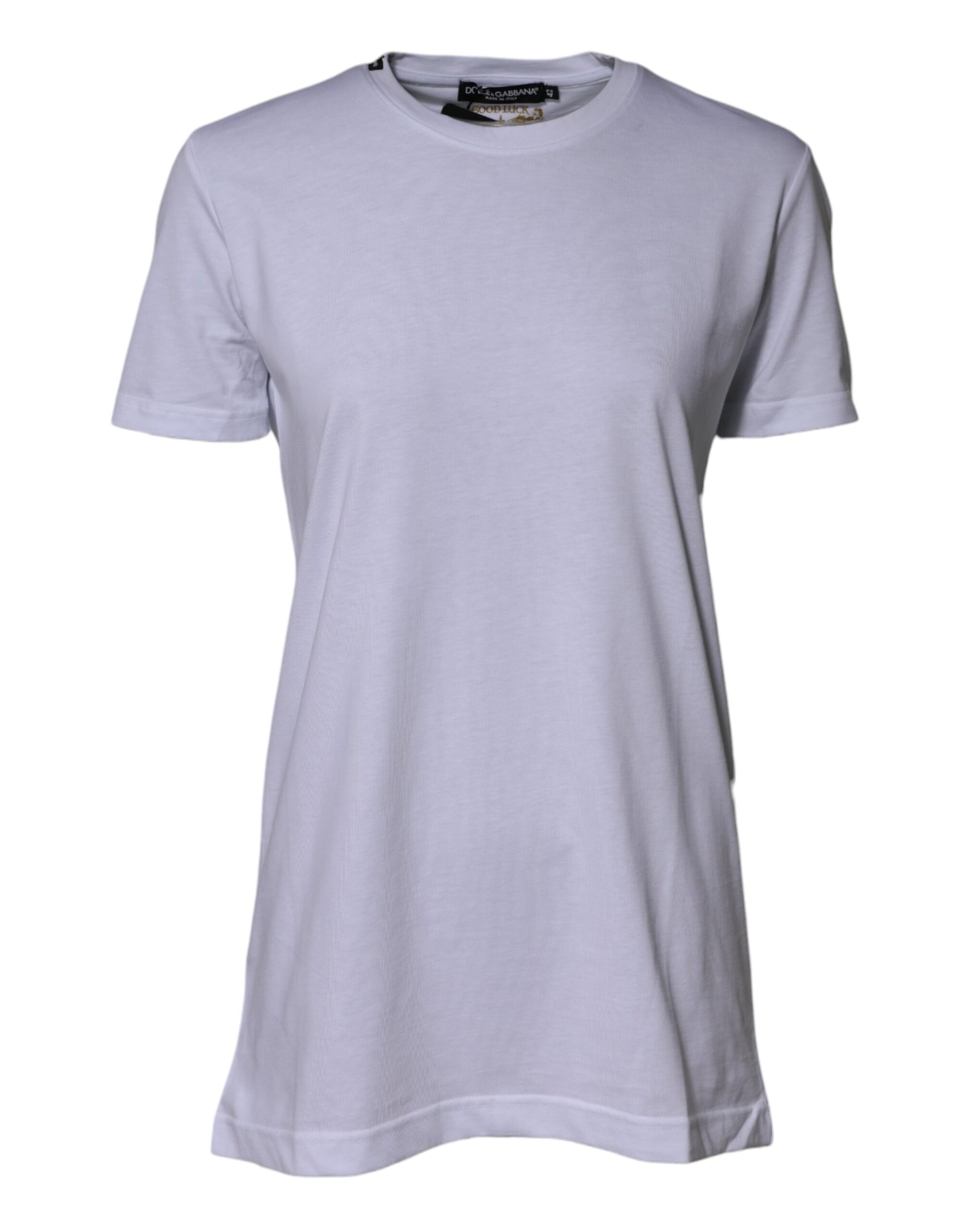 Dolce & Gabbana White Cotton Goodluck 2023 Crew Neck T-shirt - ClickThatClicks 