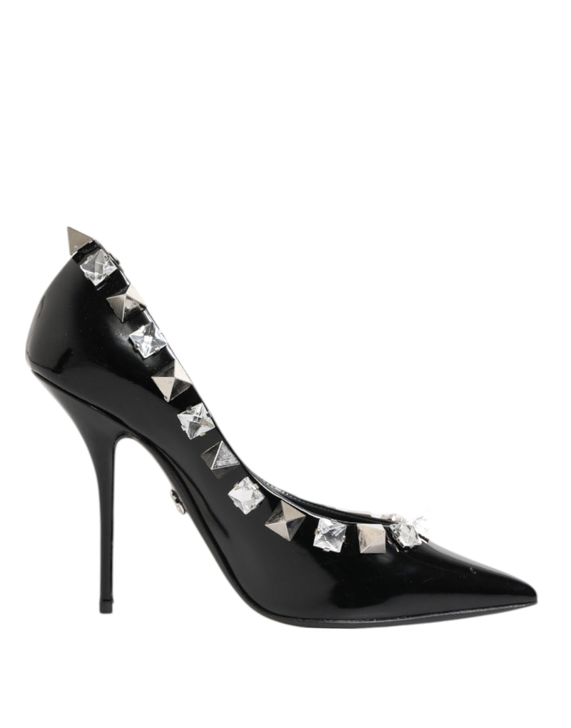 Dolce & Gabbana Black Crystals Studs Stiletto Pumps Shoes