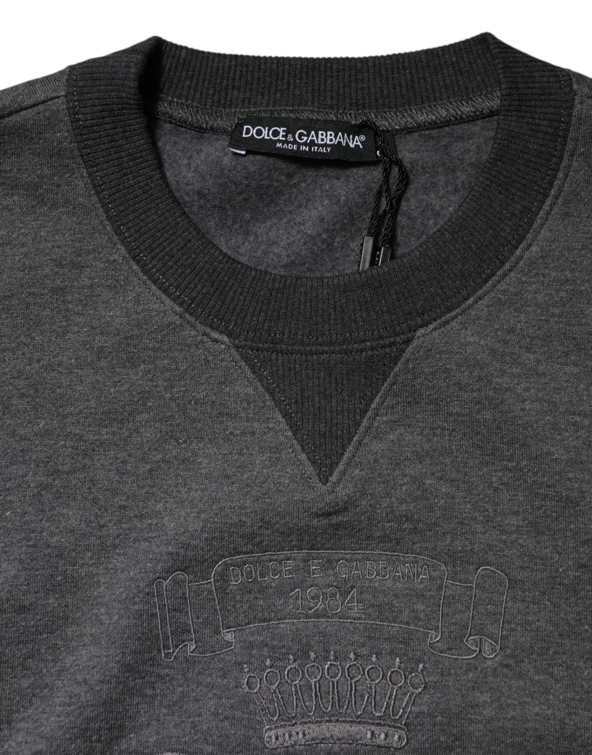 Dolce & Gabbana Gray DG Logo Embroidered Pullover Sweater - ClickThatClicks 