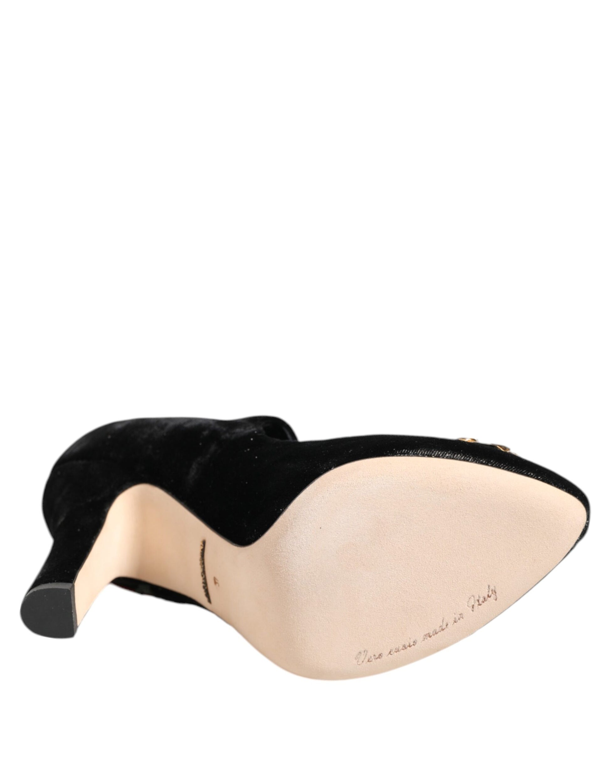 Dolce & Gabbana Black Roses Crystal Brooch Mary Jane Shoes - ClickThatClicks 