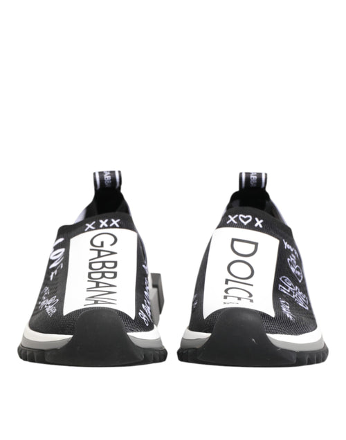 Dolce & Gabbana Black White Sorrento Low Top Sneakers Shoes - ClickThatClicks 