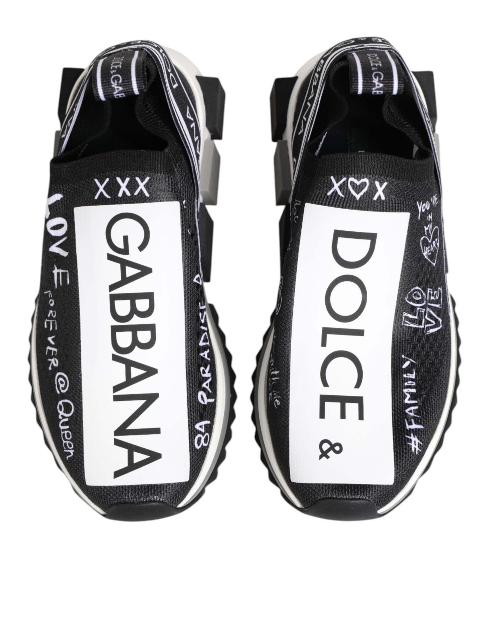 Dolce & Gabbana Black White Sorrento Low Top Sneakers Shoes - ClickThatClicks 