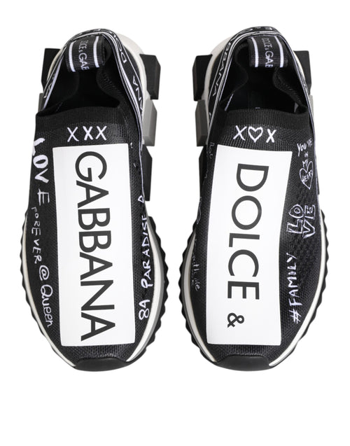 Dolce & Gabbana Black White Sorrento Low Top Sneakers Shoes - ClickThatClicks 