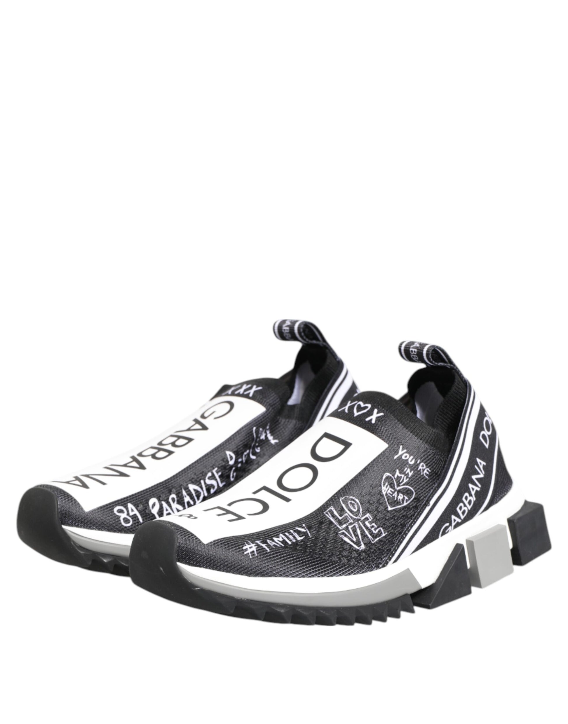 Dolce & Gabbana Black White Sorrento Low Top Sneakers Shoes - ClickThatClicks 