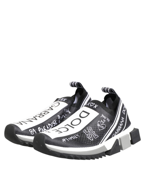 Dolce & Gabbana Black White Sorrento Low Top Sneakers Shoes - ClickThatClicks 