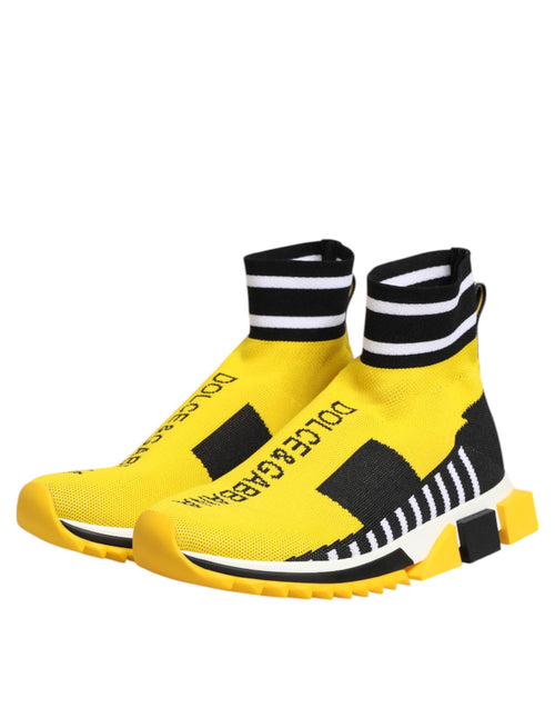 Dolce & Gabbana Yellow Black Sorrento Socks Sneakers Shoes - ClickThatClicks 