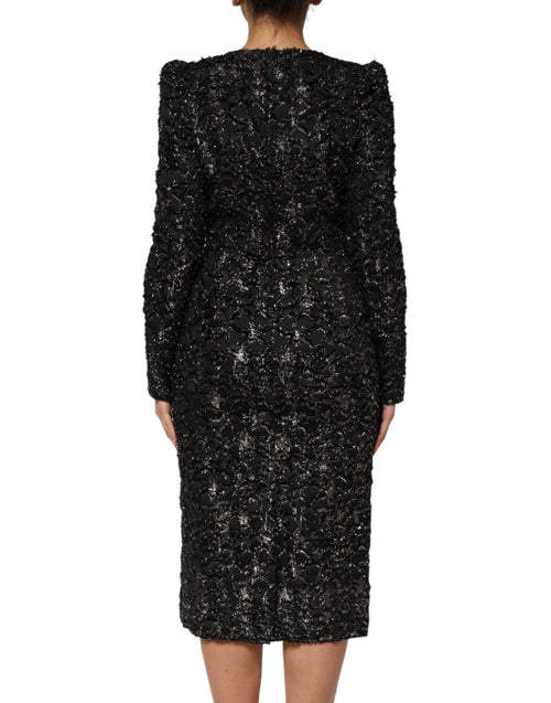 Dolce & Gabbana Black Sequin Bouclé Tweed Sheath Dress - ClickThatClicks 