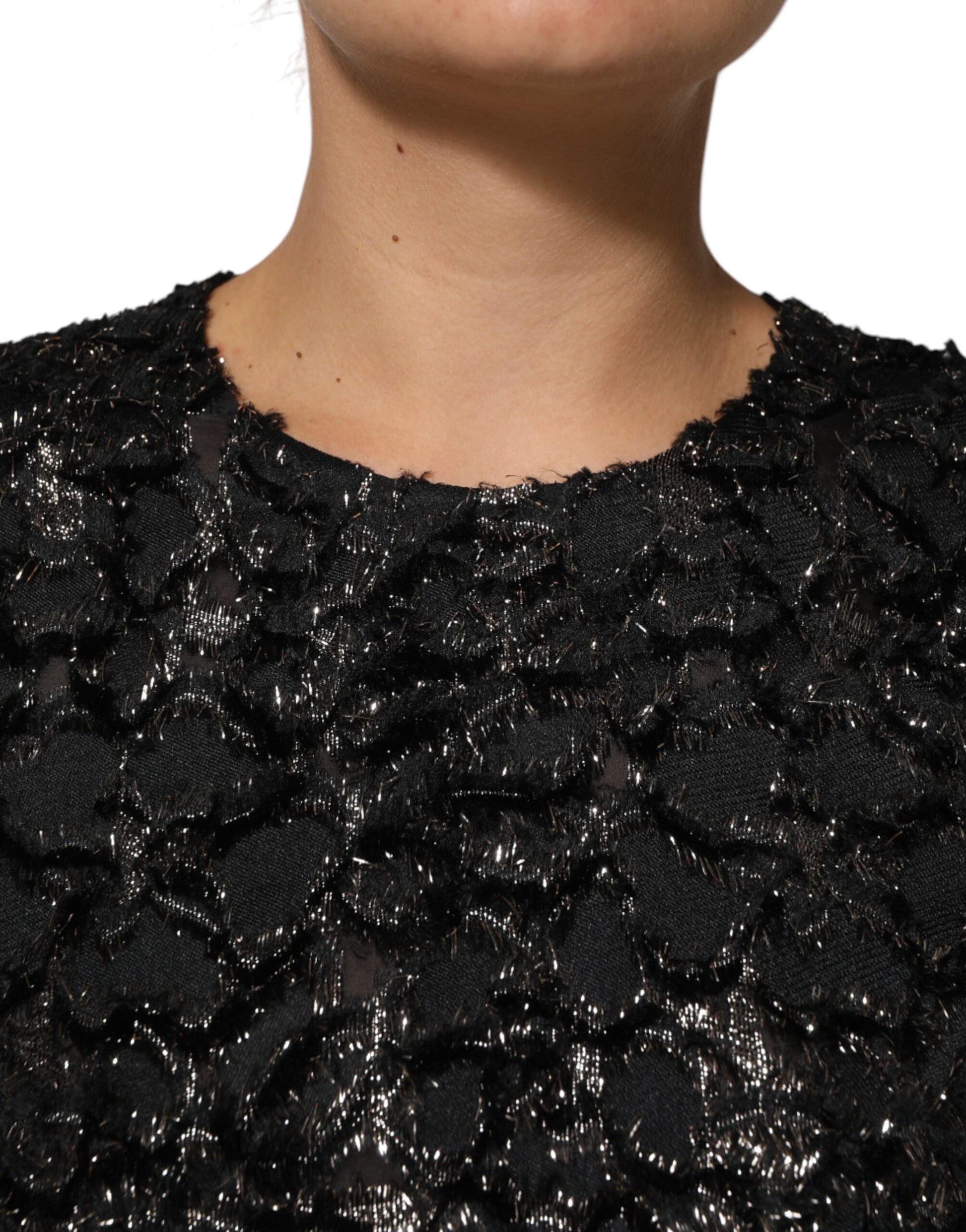 Dolce & Gabbana Black Sequin Bouclé Tweed Sheath Dress - ClickThatClicks 