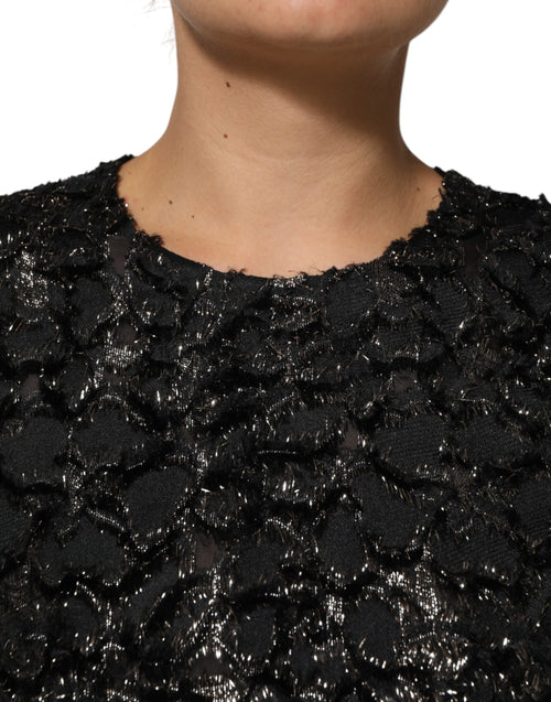 Dolce & Gabbana Black Sequin Bouclé Tweed Sheath Dress - ClickThatClicks 