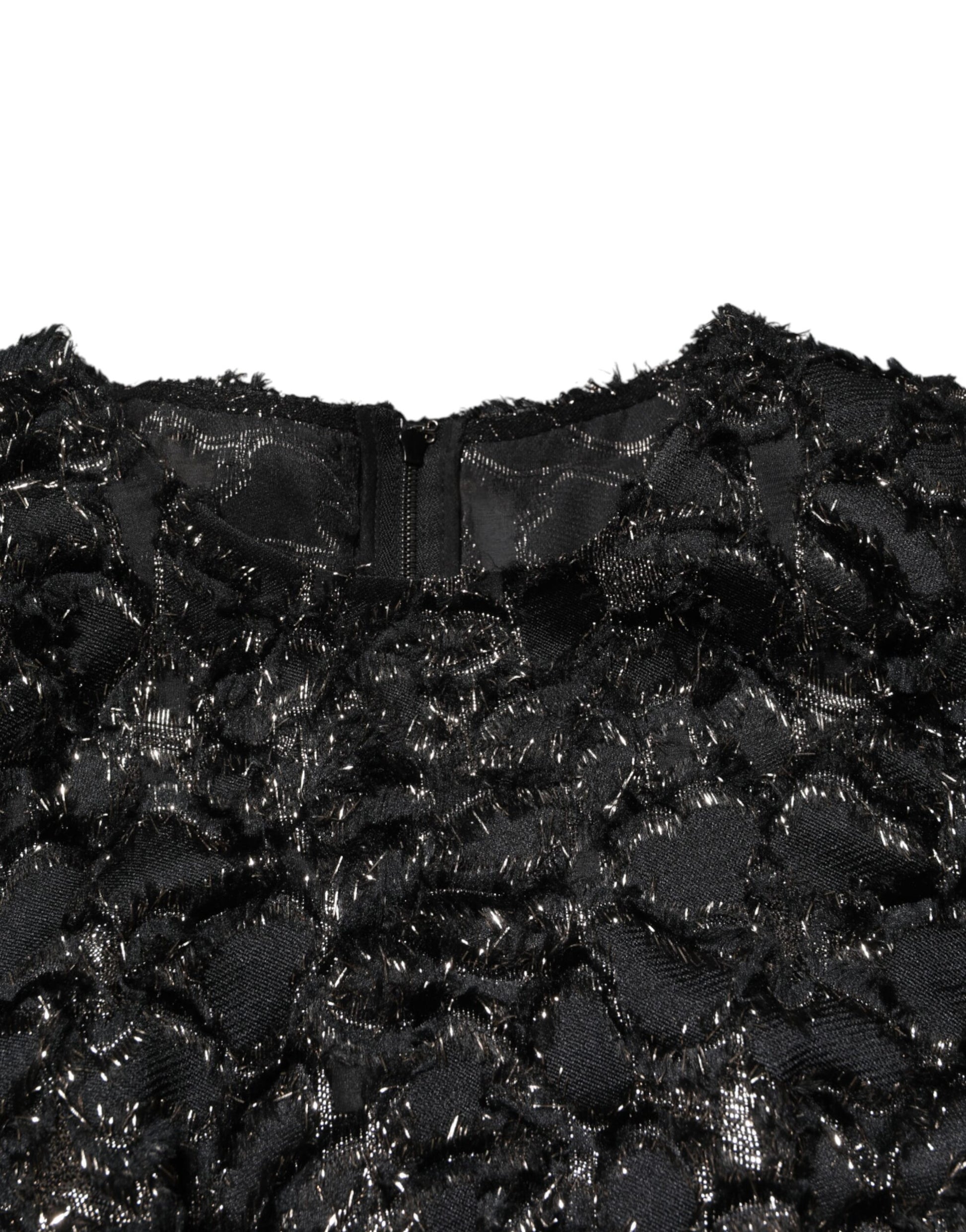 Dolce & Gabbana Black Sequin Bouclé Tweed Sheath Dress - ClickThatClicks 
