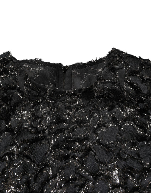 Dolce & Gabbana Black Sequin Bouclé Tweed Sheath Dress - ClickThatClicks 