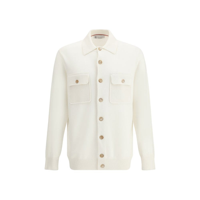 Brunello Cucinelli White Cashmere Cardigan