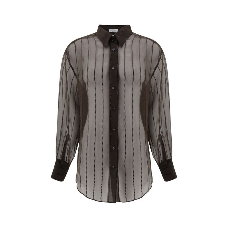 Brunello Cucinelli Brown Silk Blouse