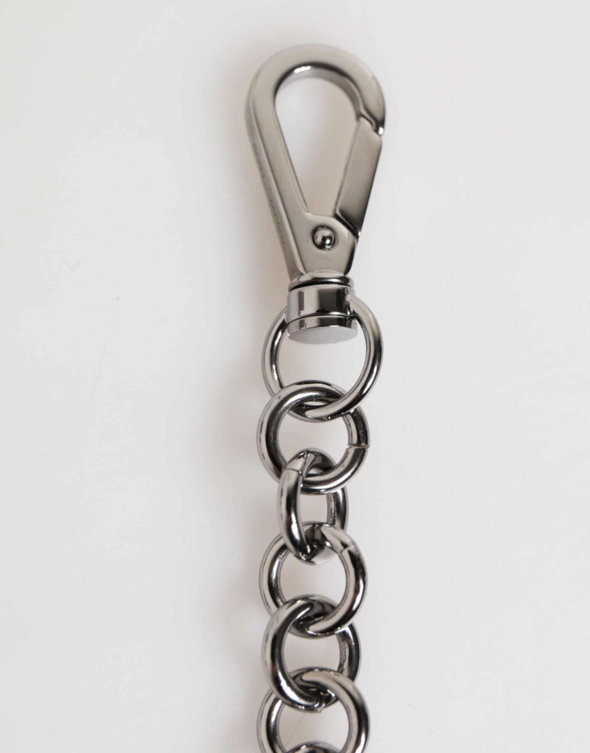 Dolce & Gabbana Black White DG Rubber Logo Silver Men Keychain Keyring - ClickThatClicks 