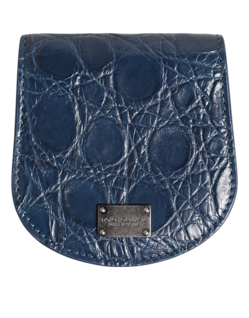 Dolce & Gabbana Blue Exotic Skin Coin Condom Case Holder Pocket Wallet - ClickThatClicks 
