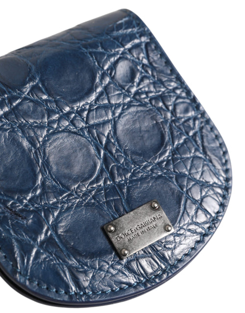 Dolce & Gabbana Blue Exotic Skin Coin Condom Case Holder Pocket Wallet - ClickThatClicks 